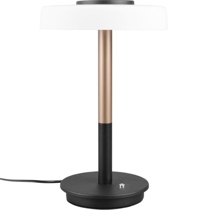 Trio Celeste 554910165 koffie bruine tafellamp met wit glas