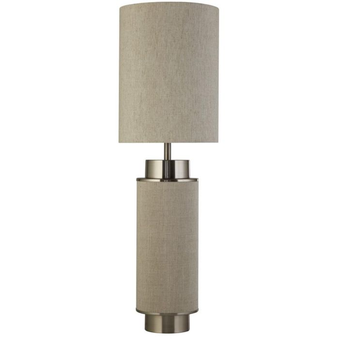 Searchlight Flask gijze tafellamp met jute en linnen