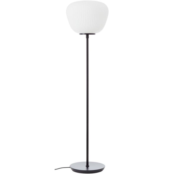 Brilliant Kaizen 60151/76 zwarte vloerlamp met wit ribbelglas