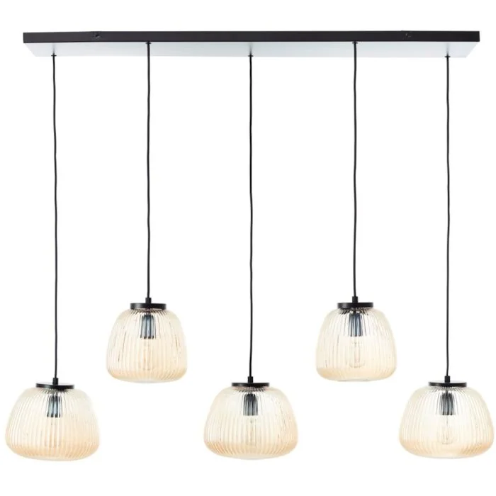 Brilliant Kaizen 60156/86 hanglamp met amber ribbel glas