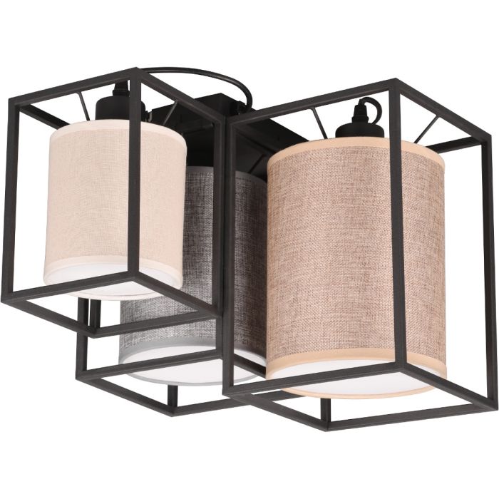 Trio Ross 603130317 plafondlamp met drie kappen van textiel