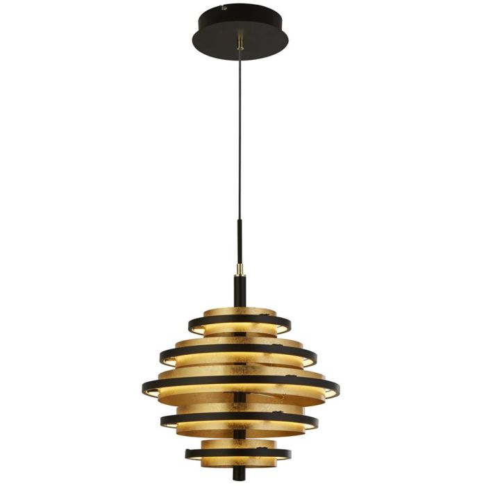 Searchlight Hive 6375-5BG zwarte hanglamp met bladgoud