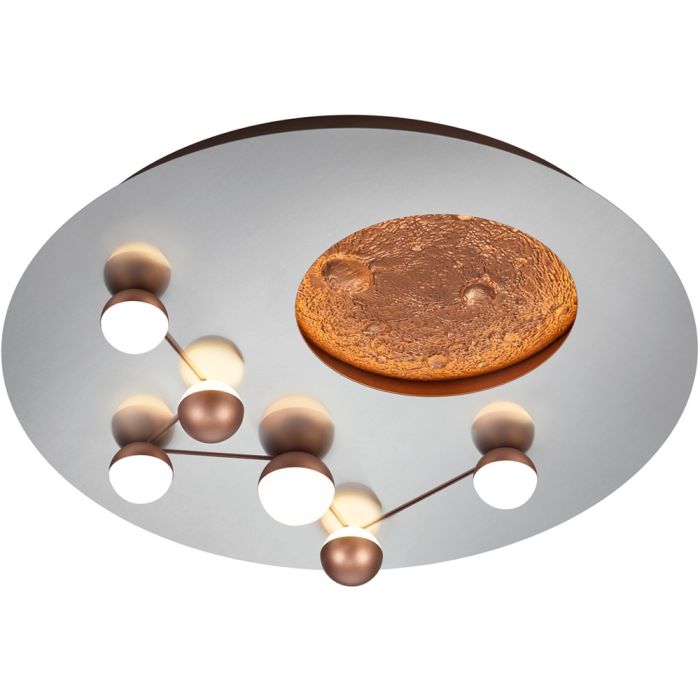 Trio Zodiac 644810107 geborsteld aluminium plafondlamp