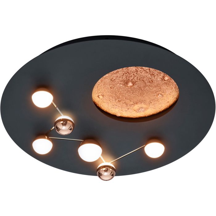 Trio Zodiac 644810132 mat zwarte plafondlamp