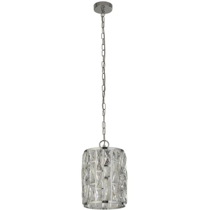 Searchlight Bijou 6581-1CC chromen hanglamp met kristalglas