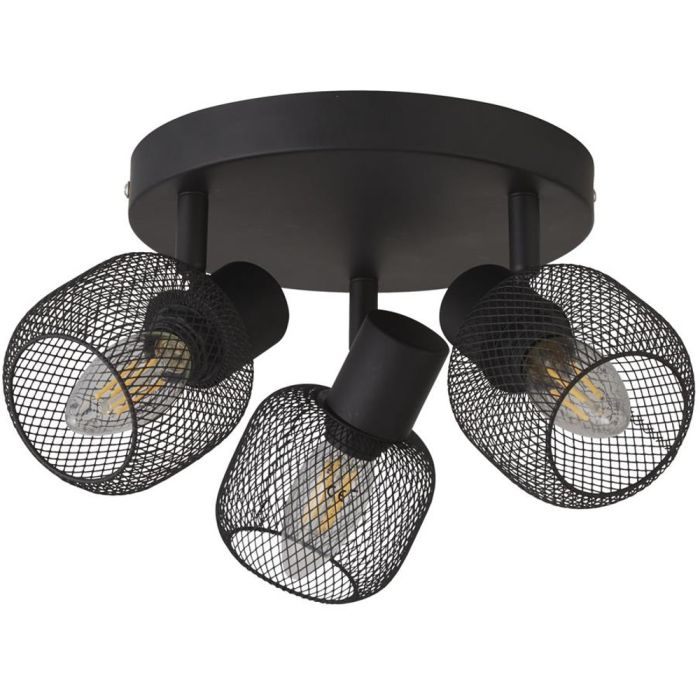Searchlight Meshy 81201-3BK mat zwarte plafondspot met spotjes van metaal gaas