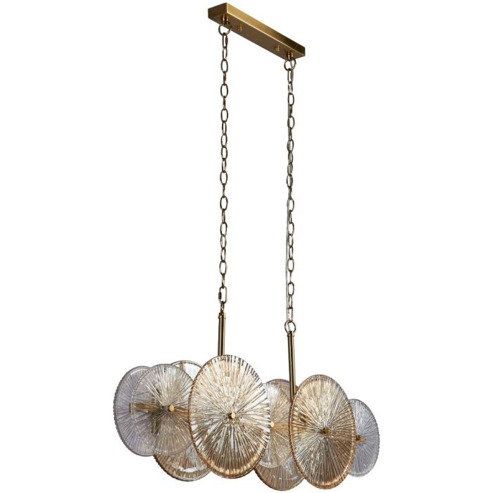 Searchlight Wagon Wheel 88210-10BZ messing hanglamp met amber glas
