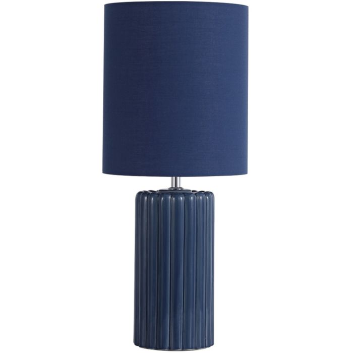 Searchlight Groove EU22353AZ blauwe tafellamp van keramiek en textiel