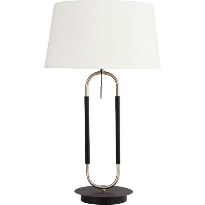 Searchlight Jazz EU41431SS zwart witte tafellamp met trekschakelaar