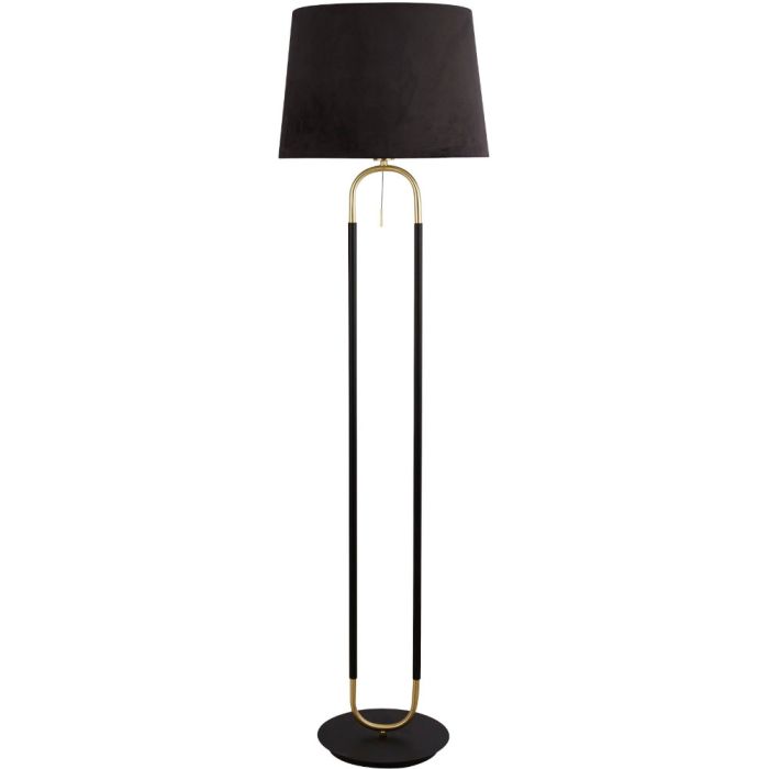 Searchlight Jazz EU41432SB zwarte vloerlamp met zwart fluwelen kap