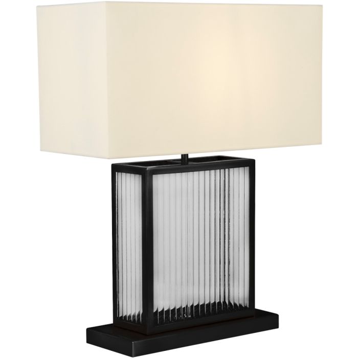 Searchlight Clarendon EU54210BK zwarte tafellamp met glas en fluwelen kap