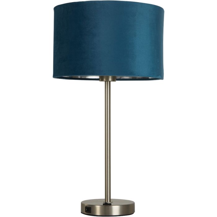Searchlight Finn USB EU58911TE blauwgroene tafellamp met USB