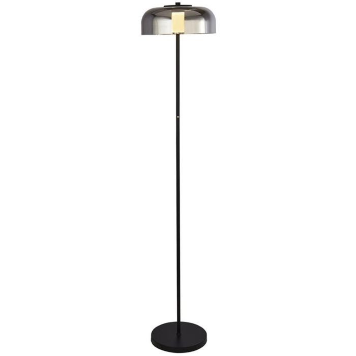 Searchlight Frisbee EU59802-1SM zwarte vloerlamp met rookglas