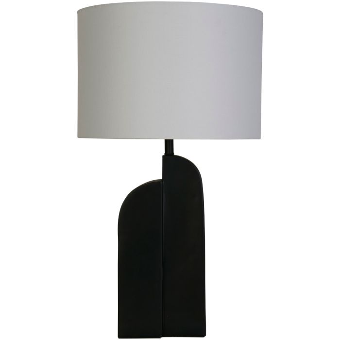 Searchlight Perth EU61650BK zwarte tafellamp met wit linnen kap