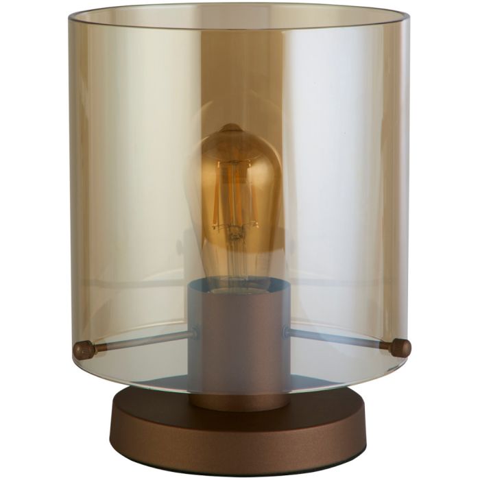Searchlight Zweden EU88913-1MO mokka tafellamp met amber glas