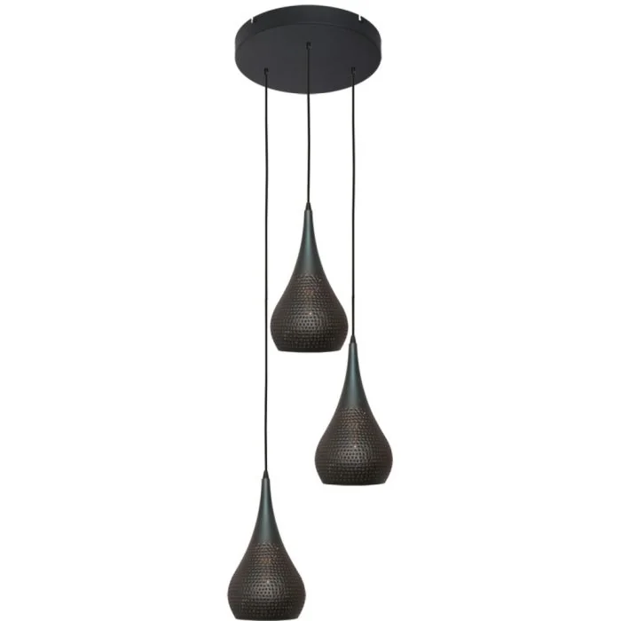 Freelight Bruciato H1603B gevlamd bruine hanglamp met drie kappen