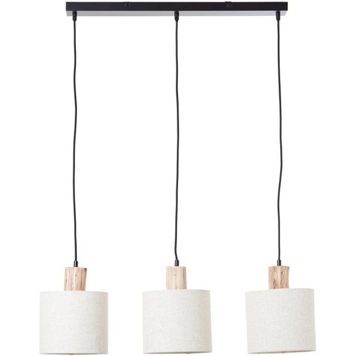 Brilliant Pia 99538/96 houten hanglamp met kappen van textiel