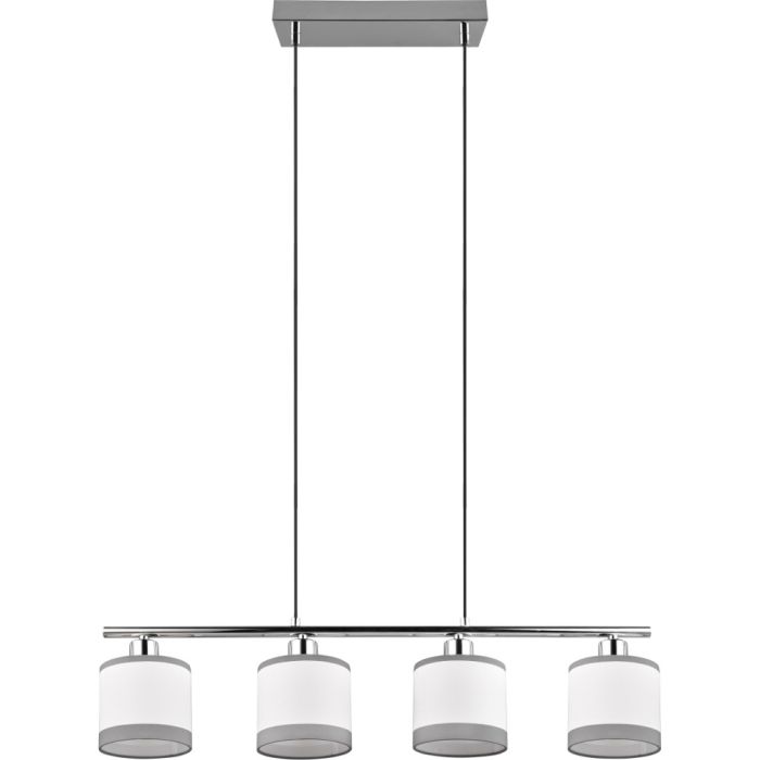 Trio Davos R31554006 chromen hanglamp met witte kapjes van textiel