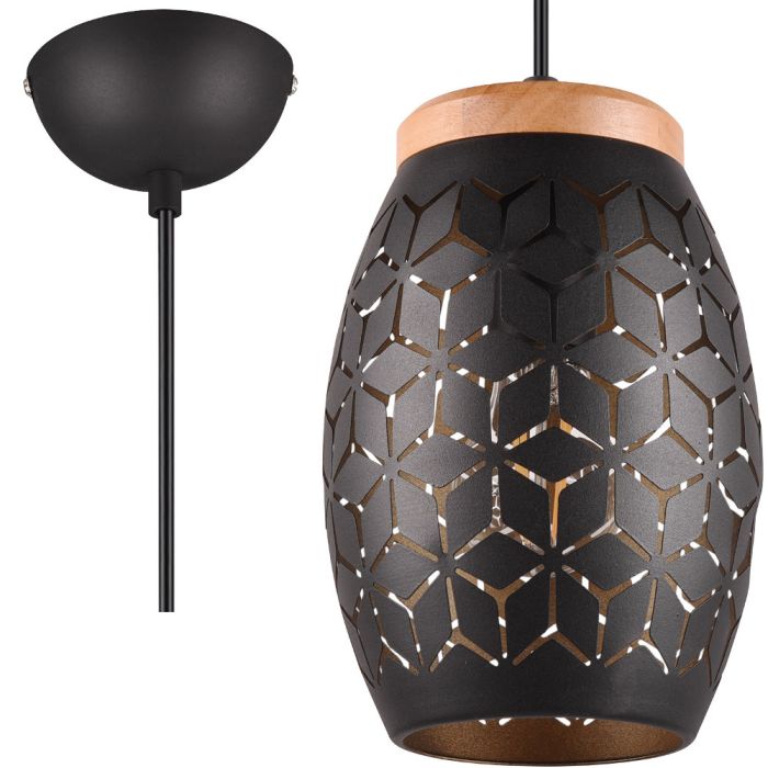 Trio Bidar R31571080 zwart met goud kleurige hanglamp