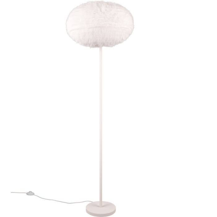 Reality Furry R41581001 witte vloerlamp met kap van pluche