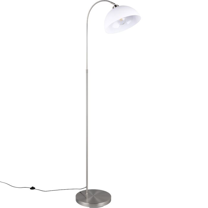 Reality Sierra R41871007 staal kleurige vloerlamp met witte kap