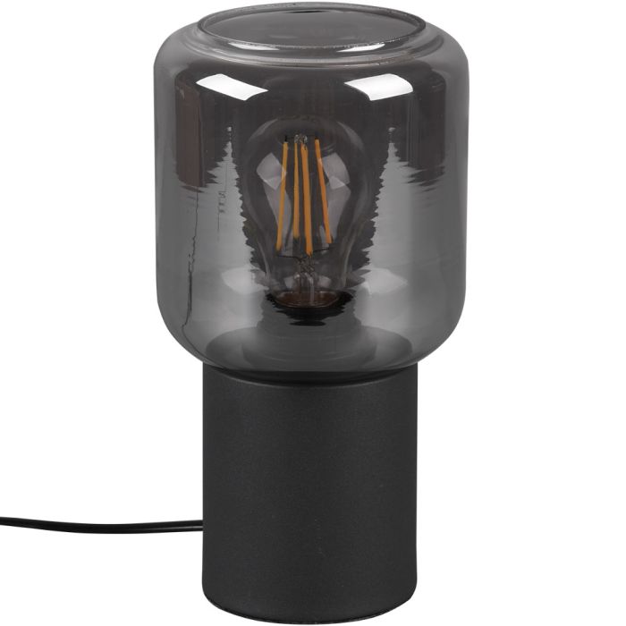 Trio Nico R50591032 mat zwart tafellampje met rookglas