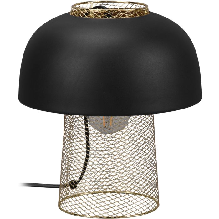 Trio Punch R50811032 mat zwart tafellamp met goud kleurige voet
