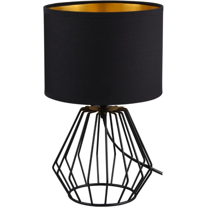 Trio Chuck R50931002 zwarte tafellamp met kap van textiel