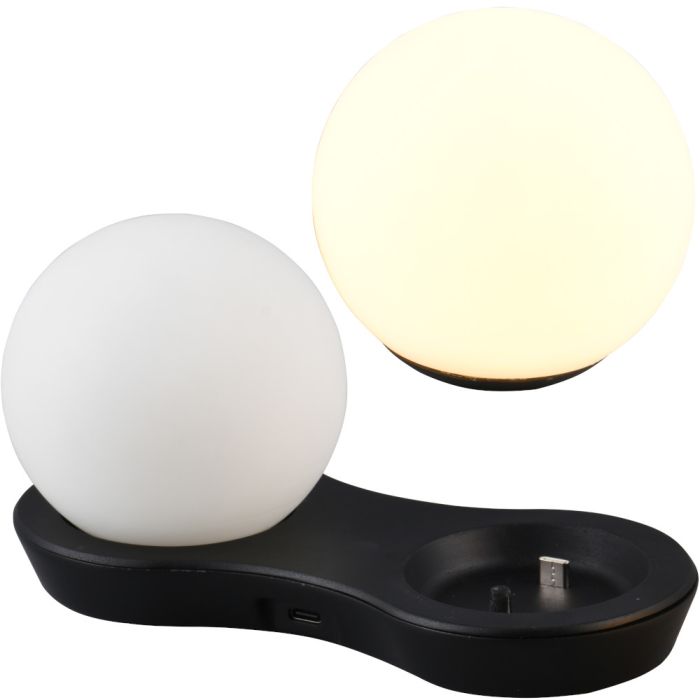 Reality Lorna R54322102 zwarte laadunit met twee lichtbollen
