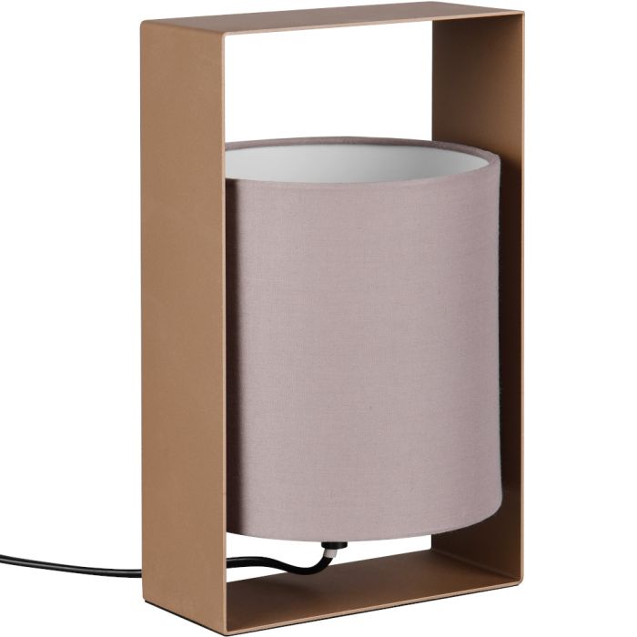 Reality Pail R55751065 koffie bruine tafellamp met taupe kap