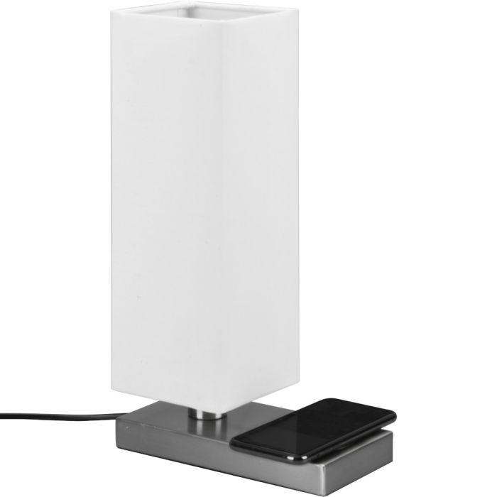 Reality Haley R59100107 staal kleurig tafellampje met inductief laadstation