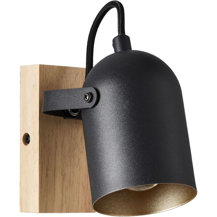 Brilliant Tronte 99795/86 zwart met houten wandspot
