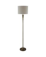 Searchlight Oscar EU1012AB antiek bronzen vloerlamp met linnen kap