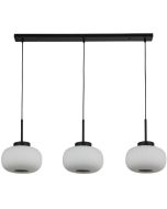 Searchlight Lumina 10271-3BK zwarte hanglamp met opaal geribbeld glas