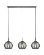 Searchlight Balls 1033-3SM hanglamp met drie rookglazen kappen