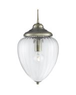 Searchlight Moscow 1091AB antiek bronzen hanglamp met ribbelglas