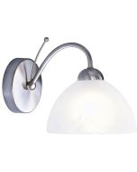 Searchlight Milanese 1131-1SS staal kleurige wandlamp met albast glas