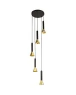 Searchlight Signal 13611-5BGO zwart met goud kleurige hanglamp