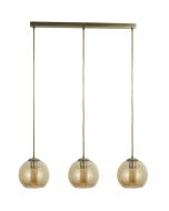 Searchlight Balls 1623-3SM hanglamp met drie amber glazen kappen