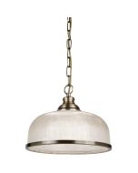 Searchlight Bistro 1682AB bronzen hanglamp met holofaan glas