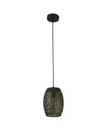 Searchlight Macbeth 19231-1BGO zwarte met laser uitgesneden metalen hanglamp