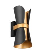 Trio Coat 218600280 zwart met goud kleurige wandlamp