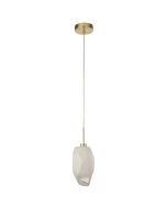 Searchlight Rocky 23141-1SB messing hanglamp met wit geborsteld glas