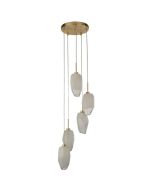 Searchlight Rocky 23146-5SB wit geborsteld glazen hanglamp