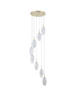 Searchlight Rocky 23147-8SB hanglamp met geborsteld wit glas