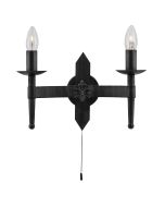 Searchlight Cartwheel 2422-2BK smeedijzeren wandlamp