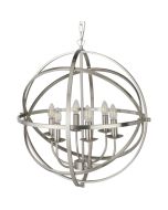 Searchlight Orbit 2476-6SS staal kleurige kroonluchter