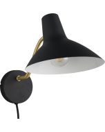 Trio Traveller 263470180 zwart met goudkleurige wandlamp