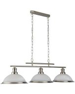Searchlight Bistro 2683-3SS staal kleurige hanglamp met albast glas