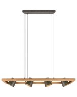 Trio Bell 301900467 Antiek stalen hanglamp met hout